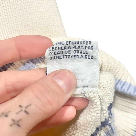 Whitfield & Bridges Mens Sweater Vest V Neck White Large Cottagecore Grandpacore - Picture 8 of 8